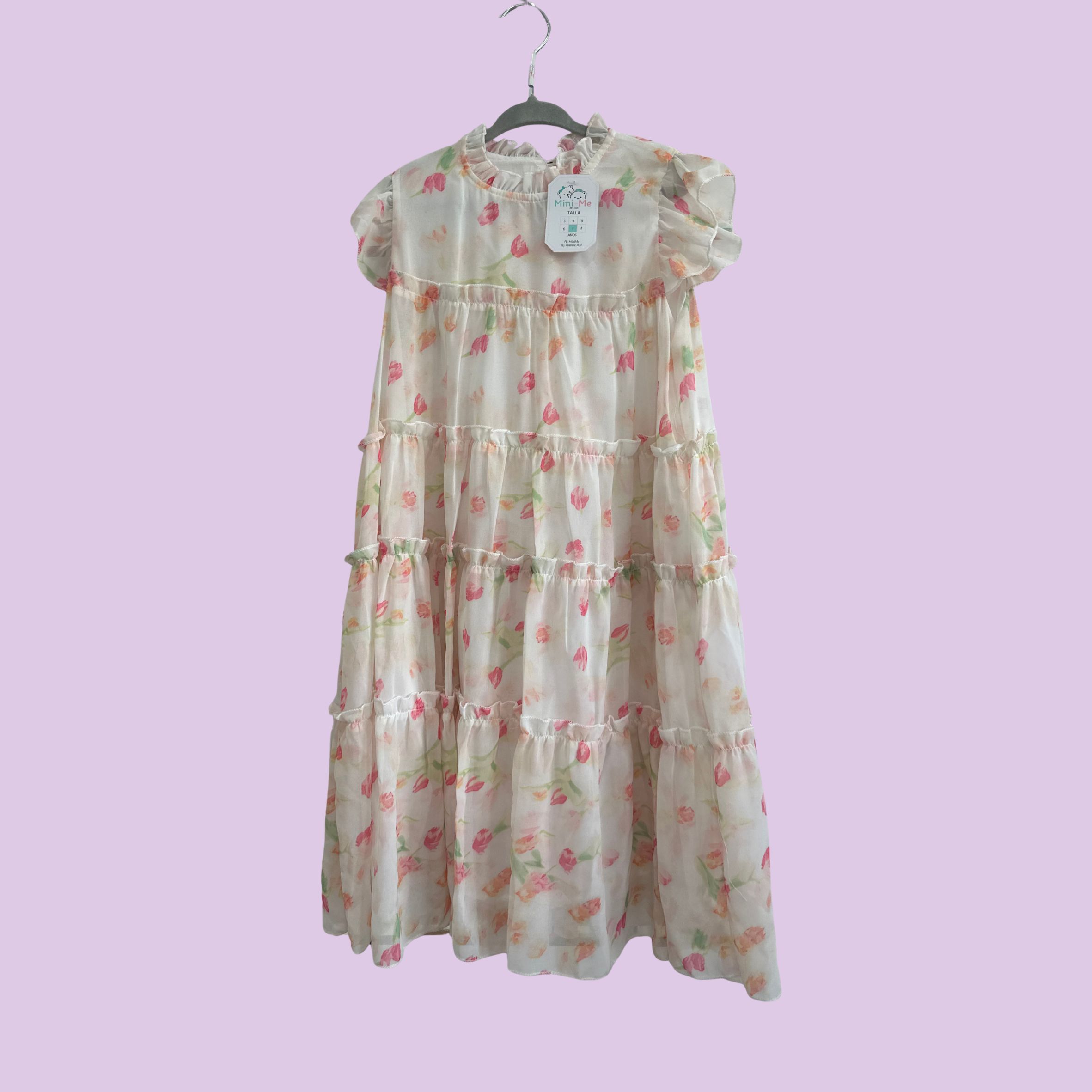 VESTIDO FLORES TALLA7 A&#209;OS