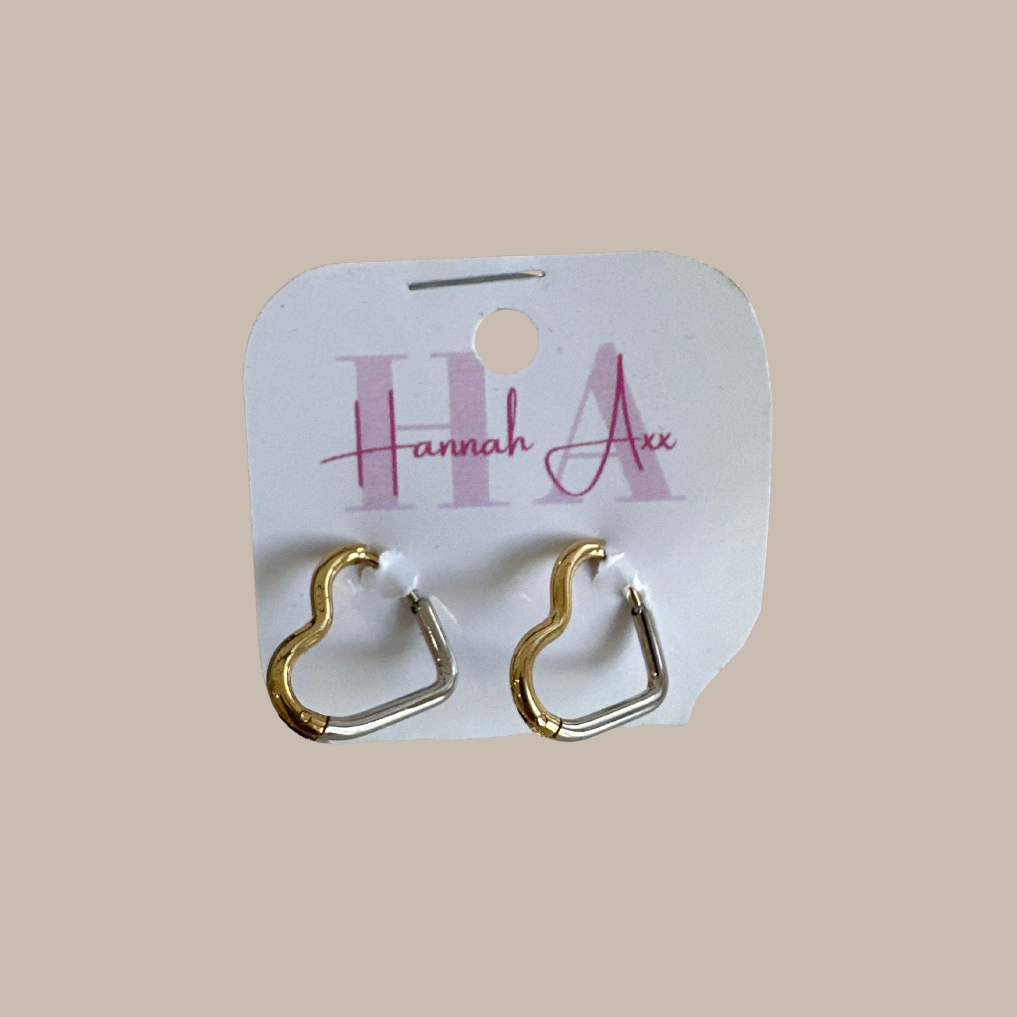ARETES CORAZON DORADO-PLATEADO
