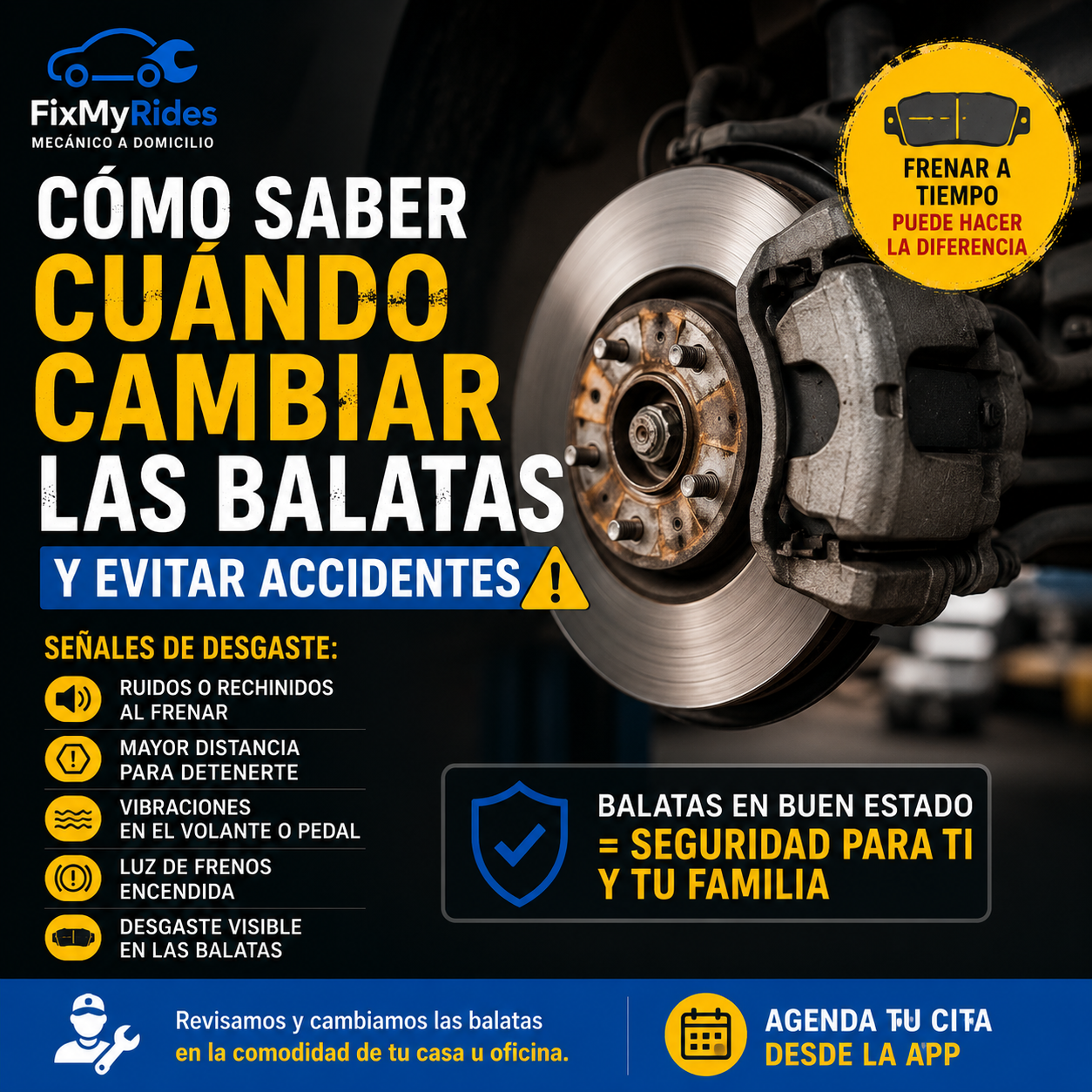 Cómo saber cuándo cambiar las balatas y evitar accidentes