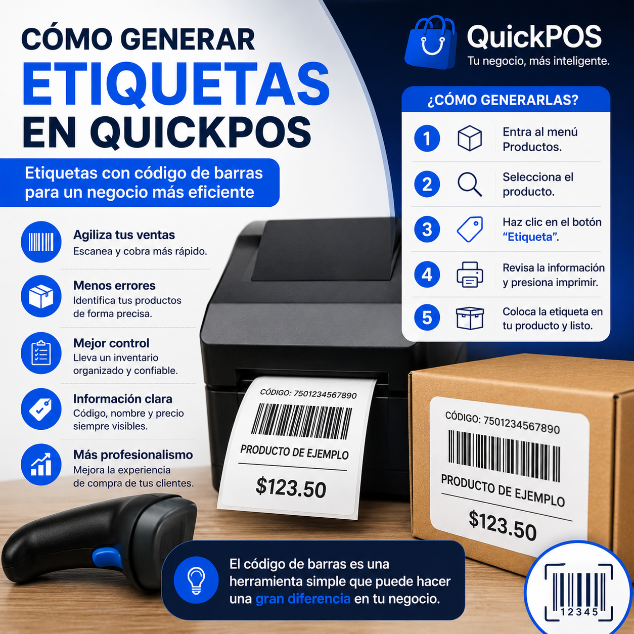 Cómo generar etiquetas con código de barras en QuickPOS