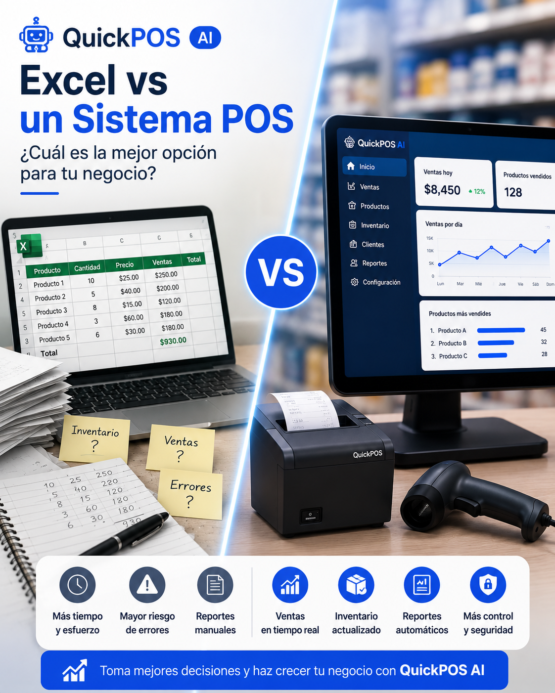 Excel vs un Sistema POS: ¿Cuál es la mejor opción para administrar tu negocio?