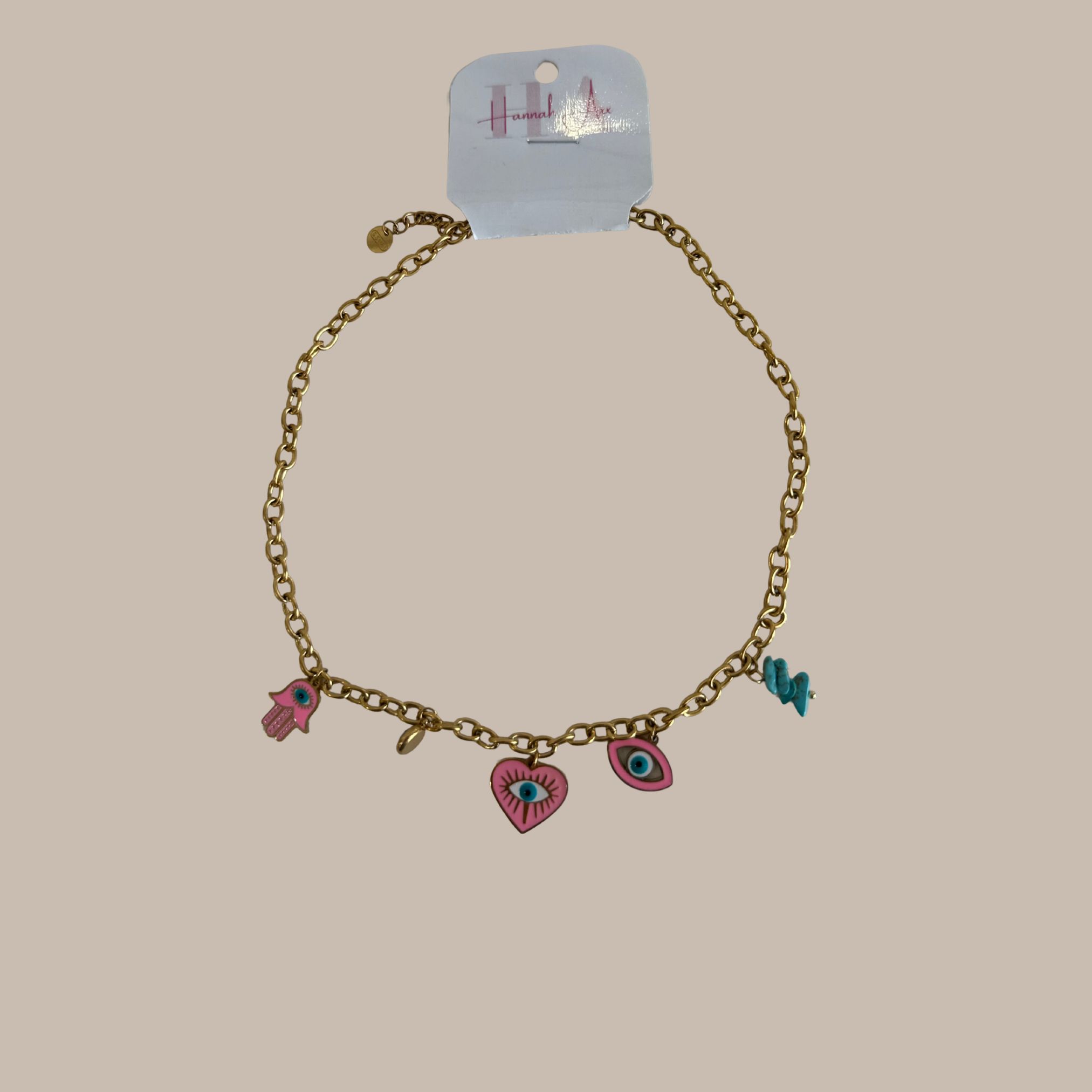 COLLAR DORADO CORAZON OJO