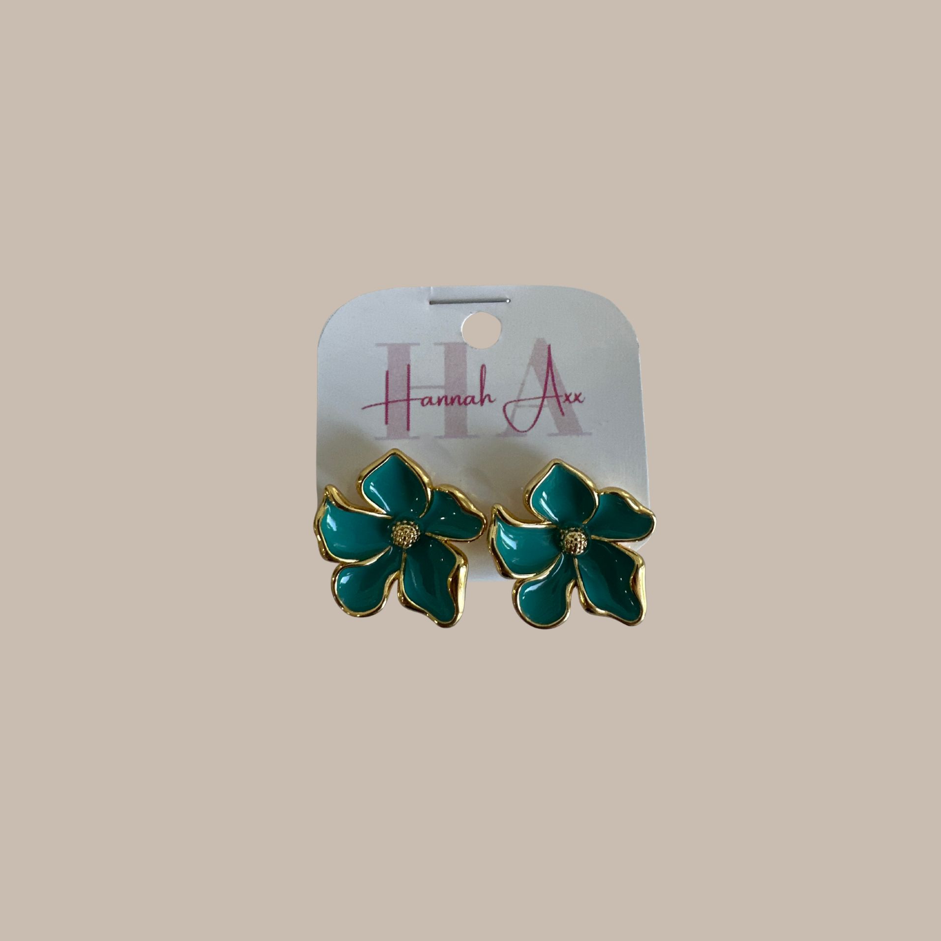 ARETES DORADOS FLOR AZUL