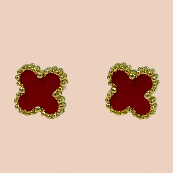 ARETES DORADO CON ROJO